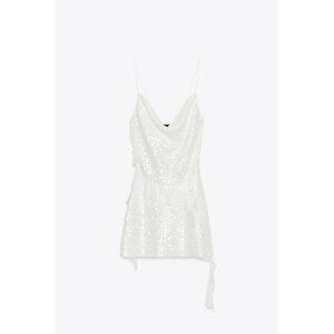 ZARA SEQUINNED RUFFLE MINI DRESS